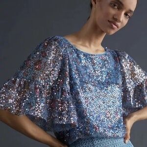 Anthropologie Maeve Sequin Blouse